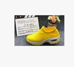 image-Women's Mesh Knit Sock Sneakers Low Wedge Heel Air Cushion Shoes