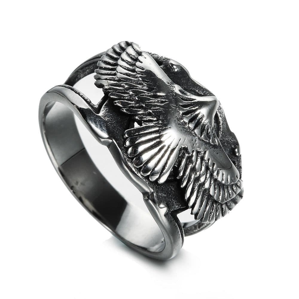 image-Men's Stainless Steel Eagle Ring