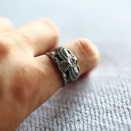 image-Men's Stainless Steel Eagle Ring