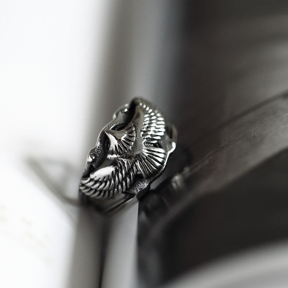 image-Men's Stainless Steel Eagle Ring