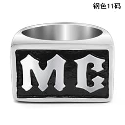 image-MC Letter Titanium Steel Ring Unisex European American Style