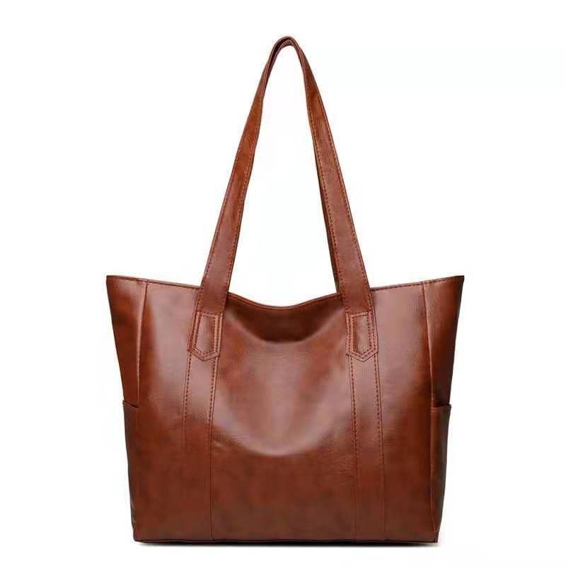 image-Women's PU Leather Tote Bag Large Capacity Shoulder Messenger Bag