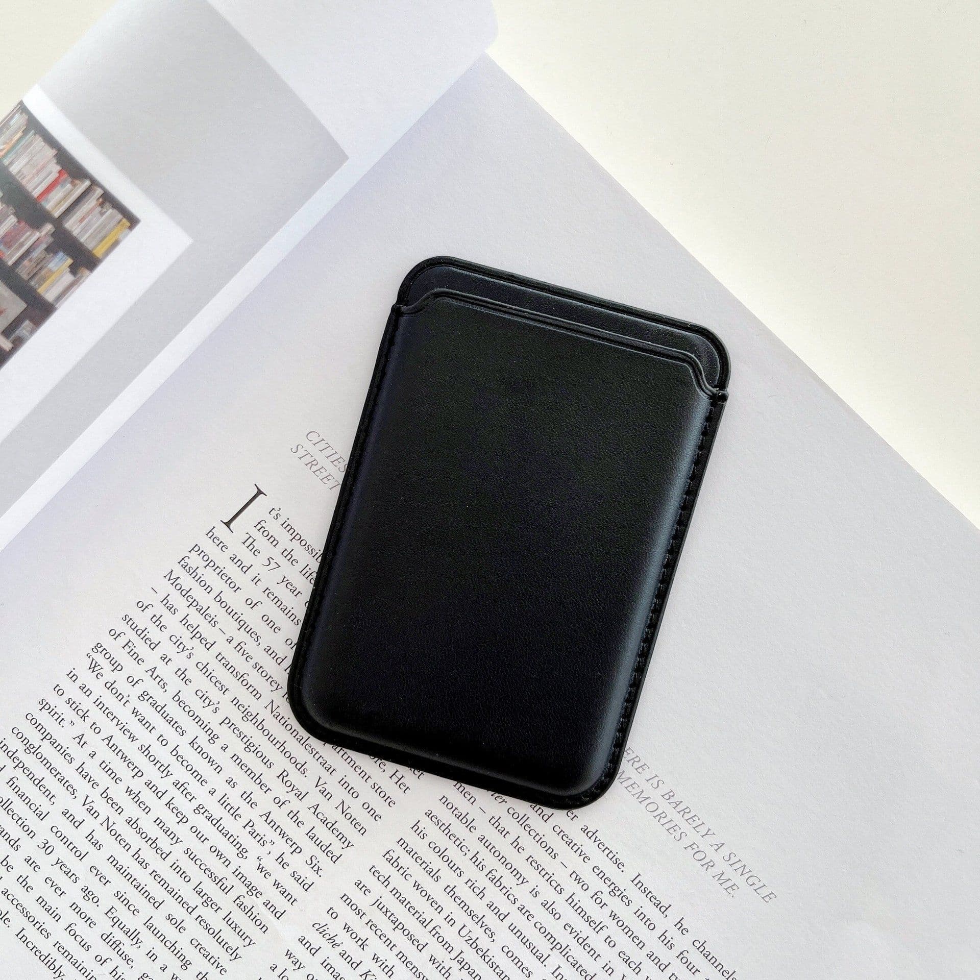image-MagSafe Leather Card Holder for iPhone 12 13 Magnetic Wallet