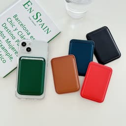 image-MagSafe Leather Card Holder for iPhone 12 13 Magnetic Wallet