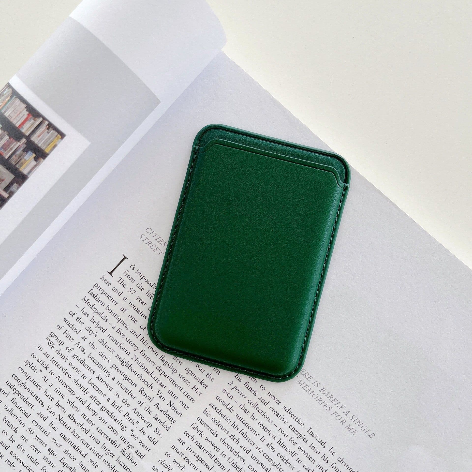 image-MagSafe Leather Card Holder for iPhone 12 13 Magnetic Wallet