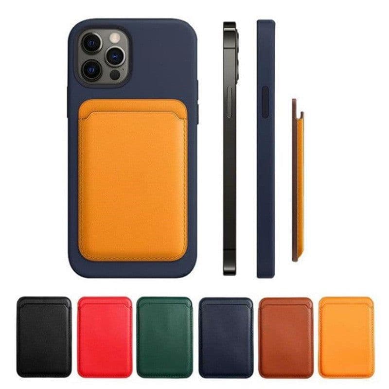image-MagSafe Leather Card Holder for iPhone 12 13 Magnetic Wallet