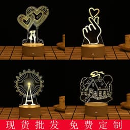 image-3D Cartoon Night Light USB Touch Lamp Acrylic Bedside Table Light