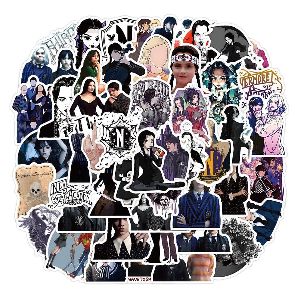 image-Wednesday TV Show Graffiti Stickers 50pcs Waterproof 4-6cm