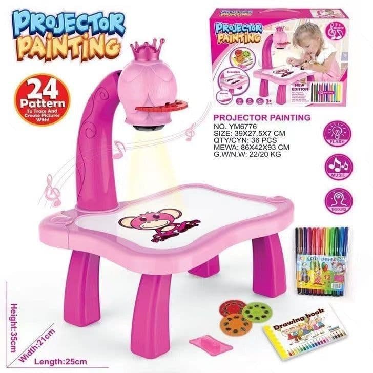 image-Kids Magnetic Drawing Board with Deer Projection 24 Patterns Toy