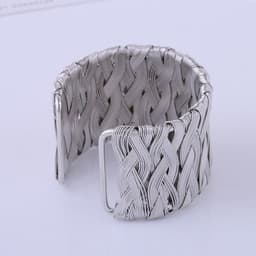 image-Metal Wire Woven Open Cuff Bracelet