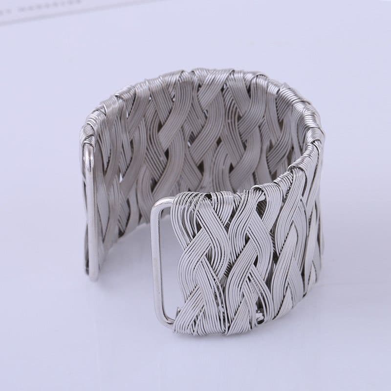 image-Metal Wire Woven Open Cuff Bracelet