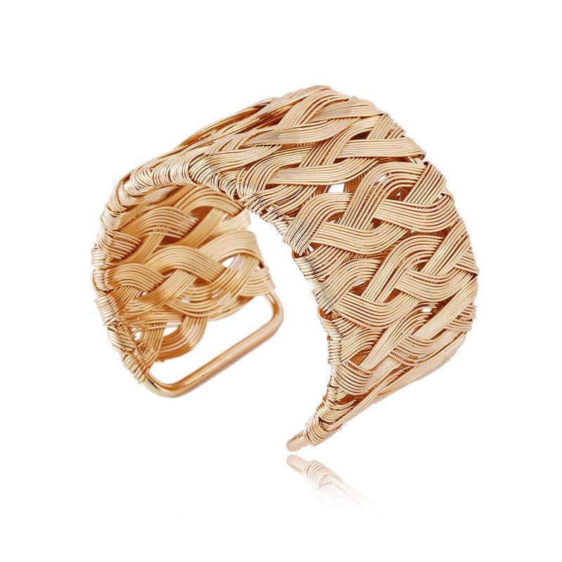 image-Metal Wire Woven Open Cuff Bracelet