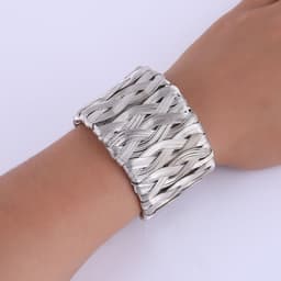 image-Metal Wire Woven Open Cuff Bracelet