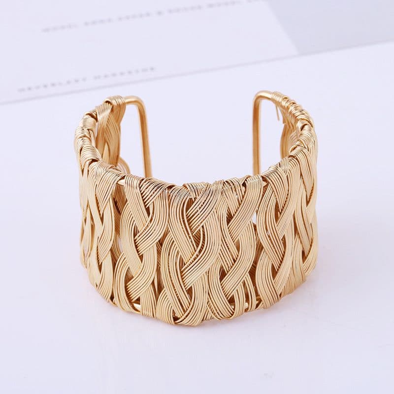 image-Metal Wire Woven Open Cuff Bracelet