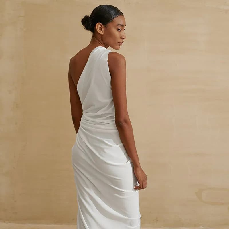 image-ML22017 One-Shoulder Halter Neck Irregular Dress