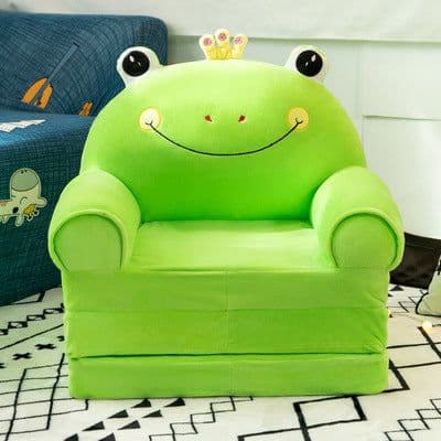 image-Children's Plush Bear Sofa 3-Layer Folding Cartoon Crown Seat