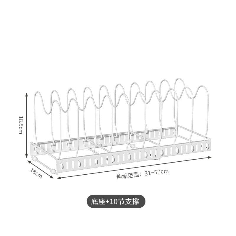 image-Adjustable Telescopic Pot Rack Kitchen Cabinet Storage Organizer