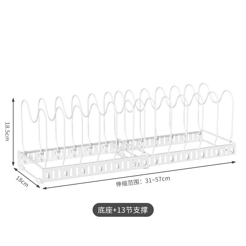 image-Adjustable Telescopic Pot Rack Kitchen Cabinet Storage Organizer