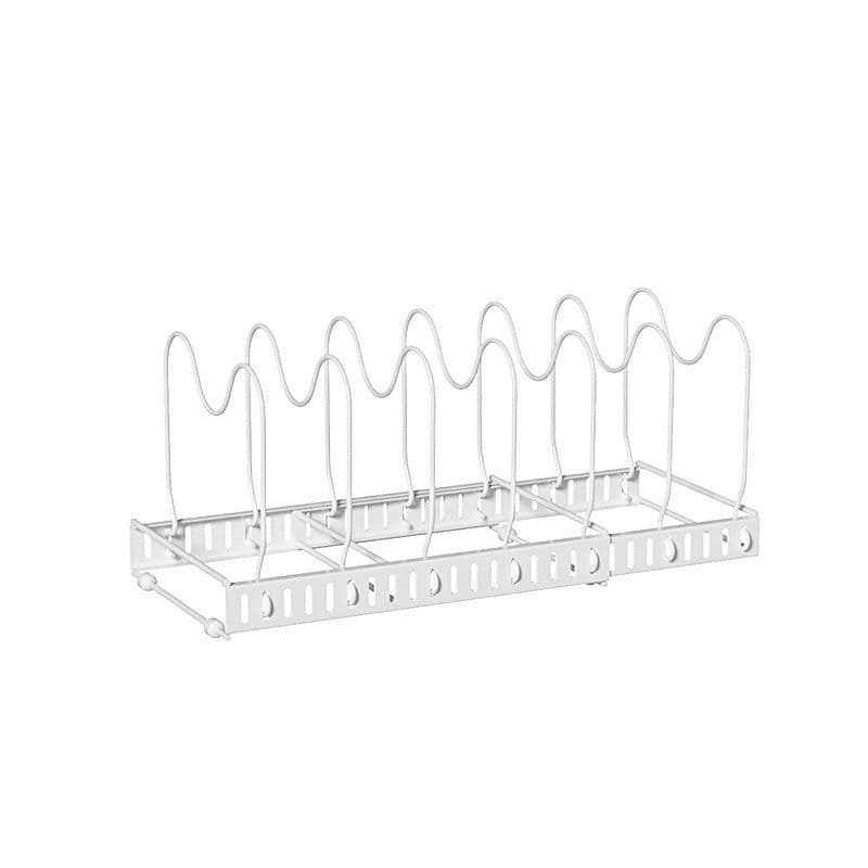 image-Adjustable Telescopic Pot Rack Kitchen Cabinet Storage Organizer