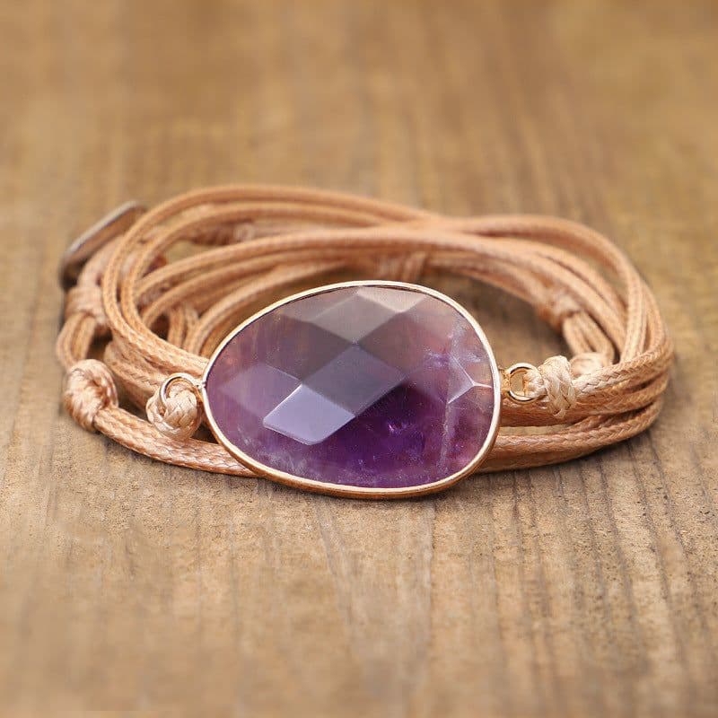 image-Hand-Woven Multi-Circle Amethyst Wrap Bracelet