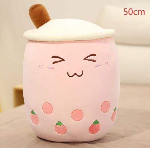 image-Cute Fruit Drink Plush Stuffed Soft Strawberry Milk Tea Plush Boba Tea Cup Toy Bubble Tea Pillow Cushion Kids Gift