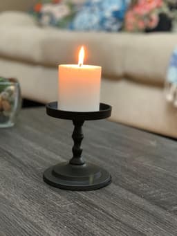 image-Vibhsa Pillar Candle Holder - Matte Black (4.5"H)