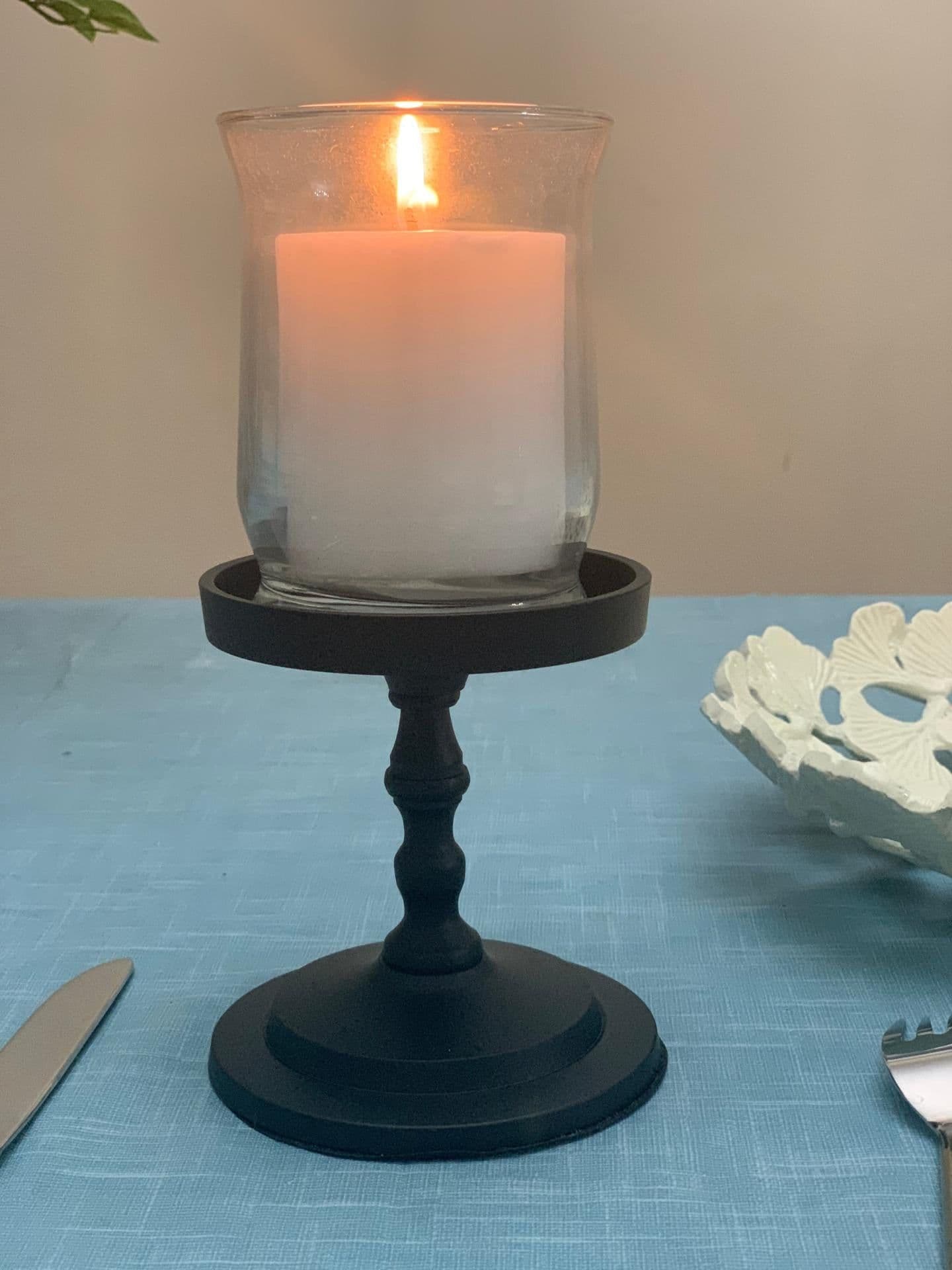 image-Vibhsa Pillar Candle Holder - Matte Black (4.5"H)