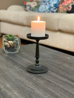 image-Vibhsa Pillar Candle Holder - Matte Black (7"H)