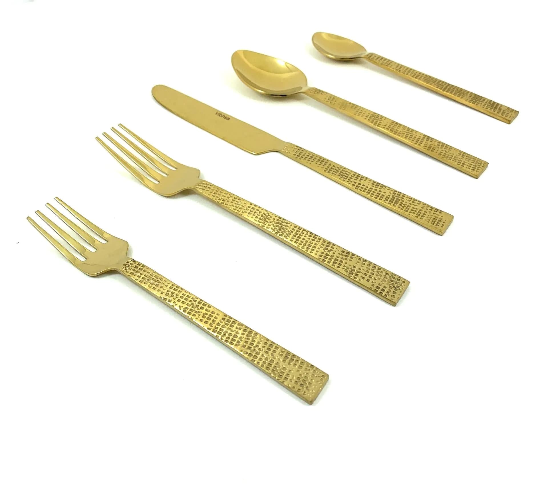 image-Flatware set of 20 Pieces Golden Egyptian Design
