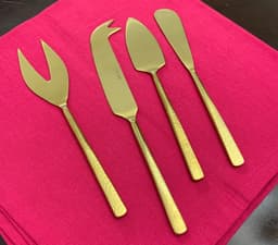 image-Cheese knives set of 4 Stainless Steel Hammered