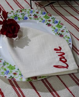 image-Table Cloth Napkins Set of 4 with Red Embroidery