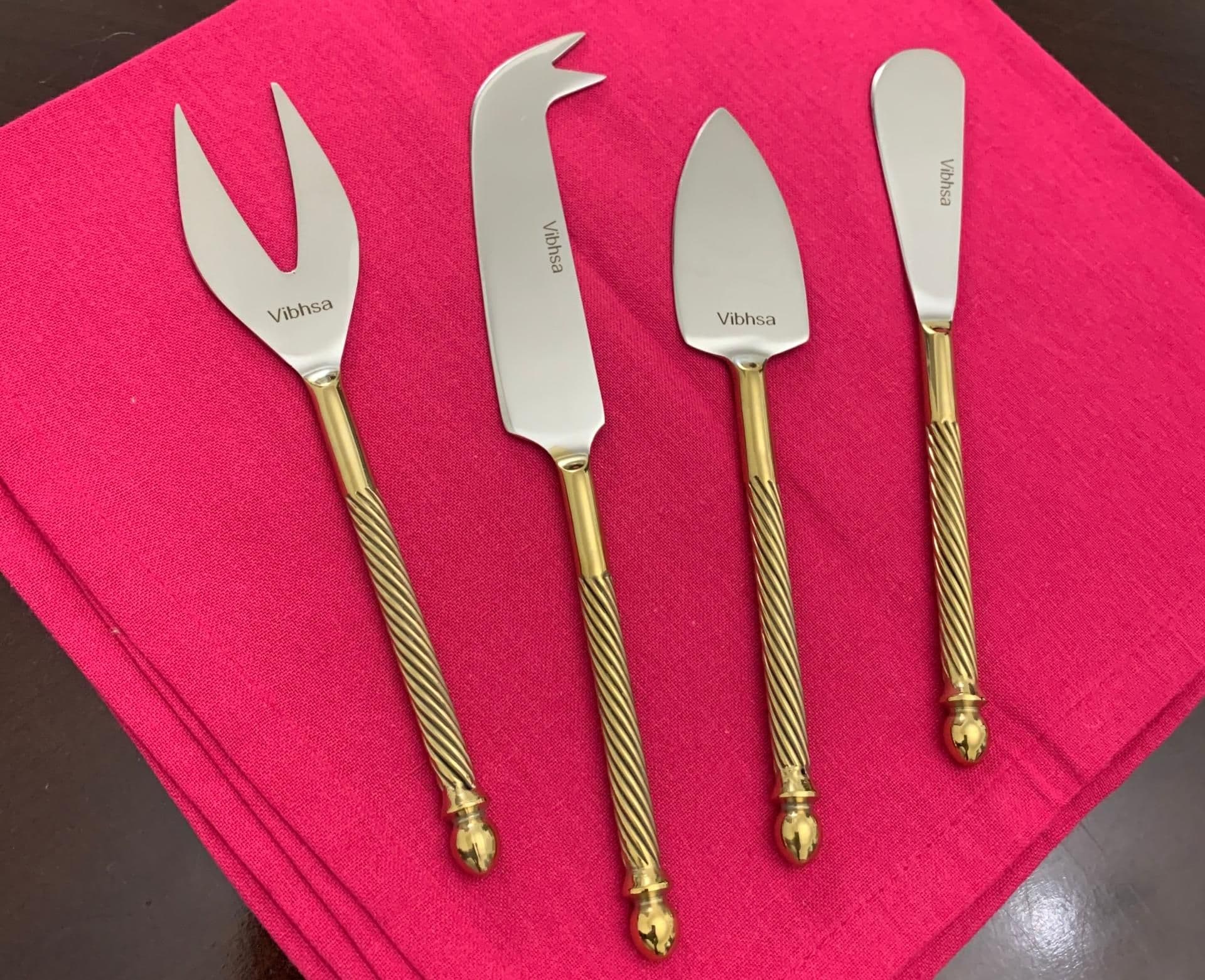 image-Cheese knives set of 4 Stainless Steel, Golden