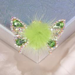 image-Mink Hair Butterfly Hair Clip with Movable Wings