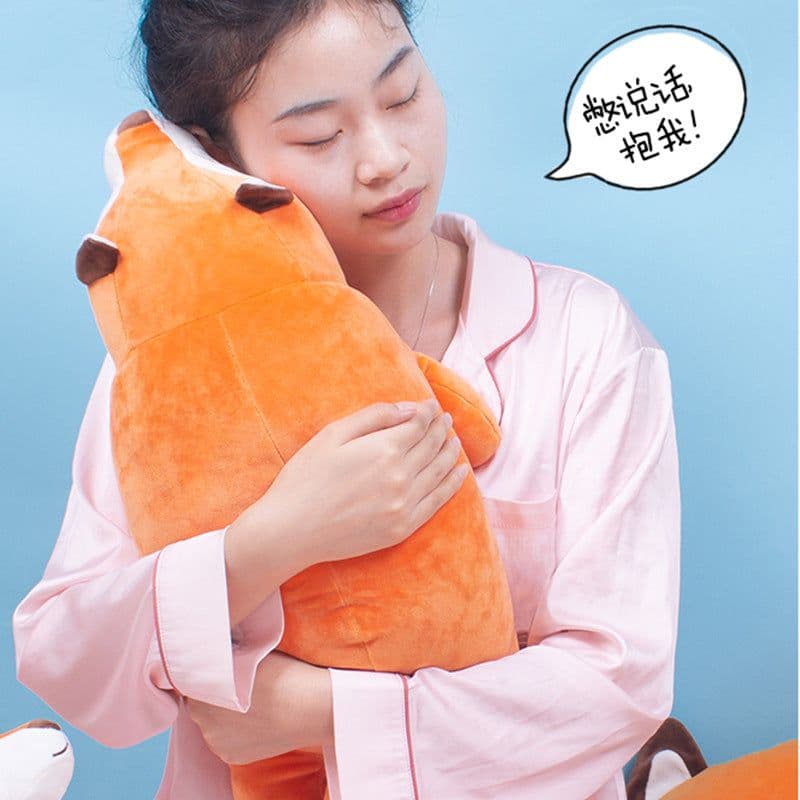 image-Creative Fox Plush Toy - Orange Cartoon Doll Pillow