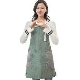 image-Adjustable Striped Cotton Apron with Oil-Proof Fabric