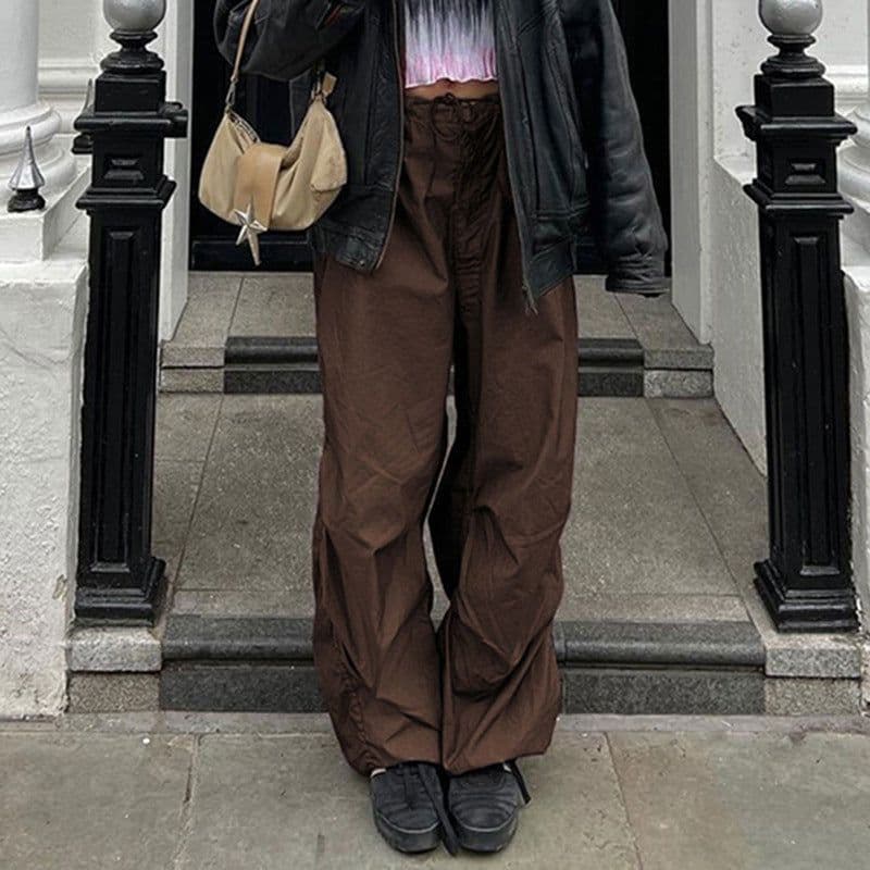 image-European Style Elastic Waist Wide-Leg Casual Pants