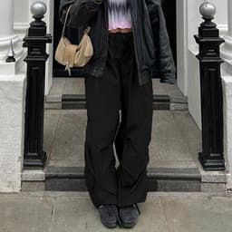 image-European Style Elastic Waist Wide-Leg Casual Pants