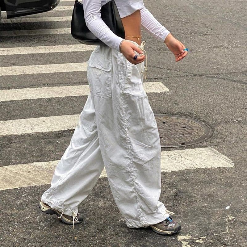 image-European Style Elastic Waist Wide-Leg Casual Pants