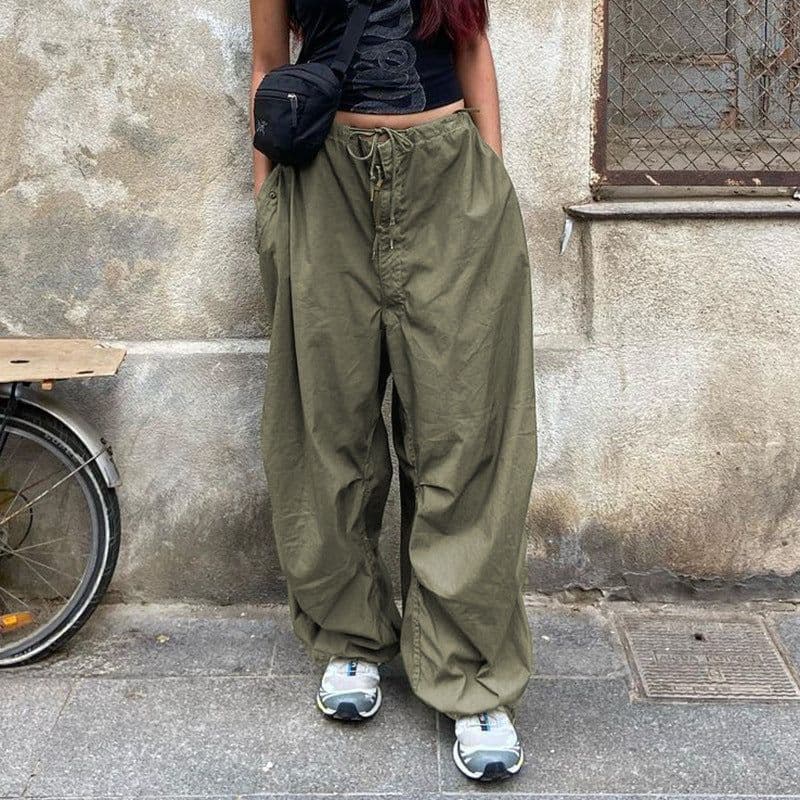 image-European Style Elastic Waist Wide-Leg Casual Pants