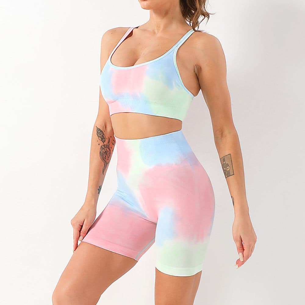 image-2022 Tie Dye Seamless Yoga Sports Suit High Waist Leggings