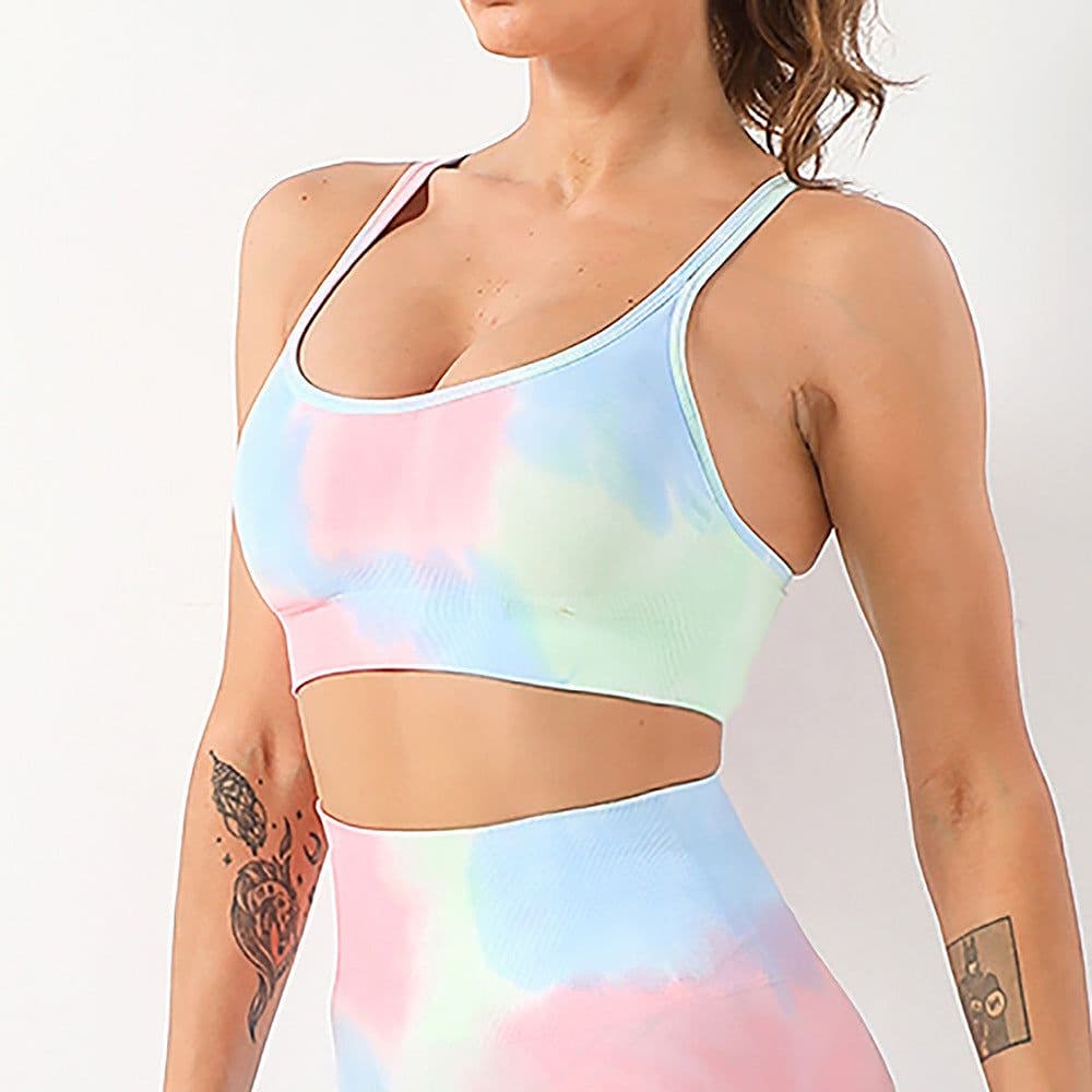 image-2022 Tie Dye Seamless Yoga Sports Suit High Waist Leggings