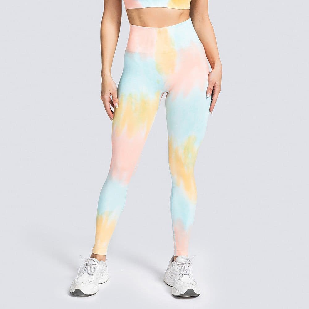 image-2022 Tie Dye Seamless Yoga Sports Suit High Waist Leggings