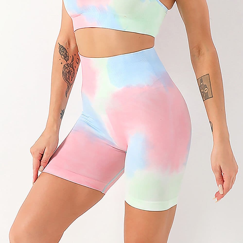 image-2022 Tie Dye Seamless Yoga Sports Suit High Waist Leggings