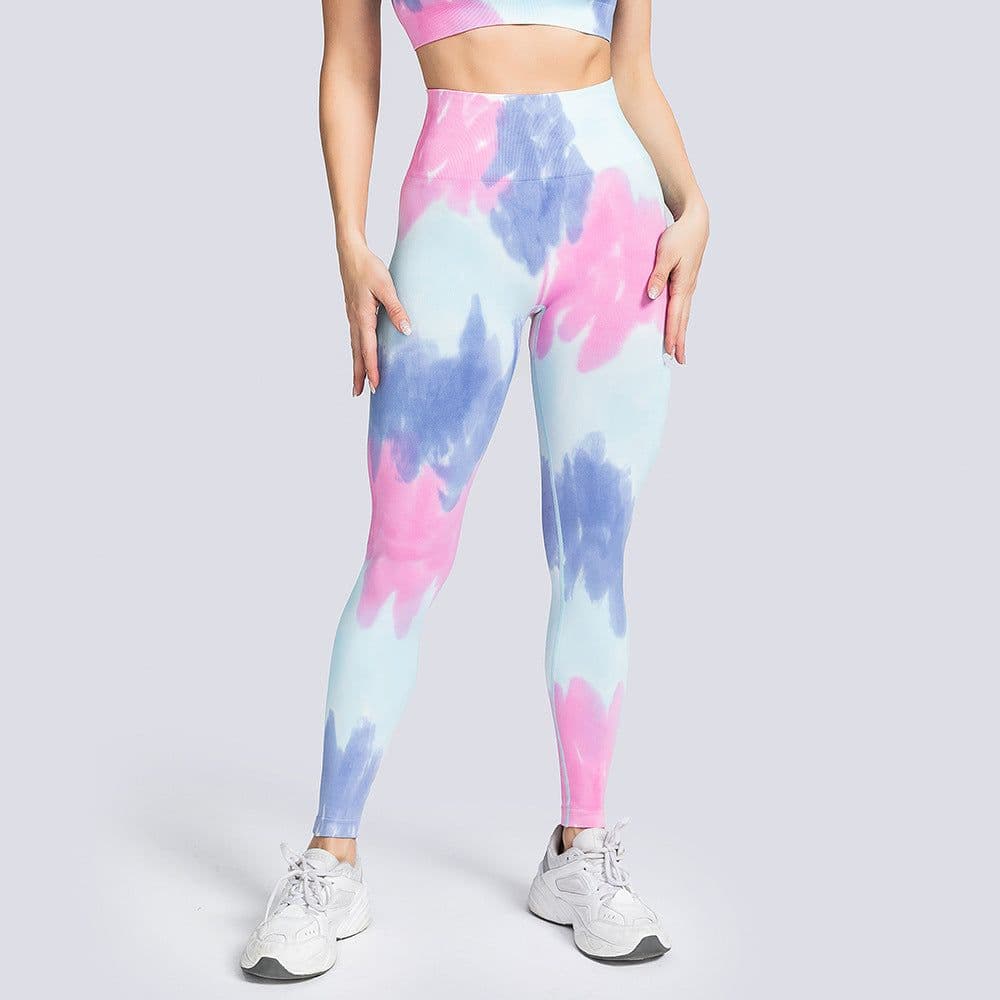 image-2022 Tie Dye Seamless Yoga Sports Suit High Waist Leggings