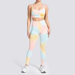 image-2022 Tie Dye Seamless Yoga Sports Suit High Waist Leggings