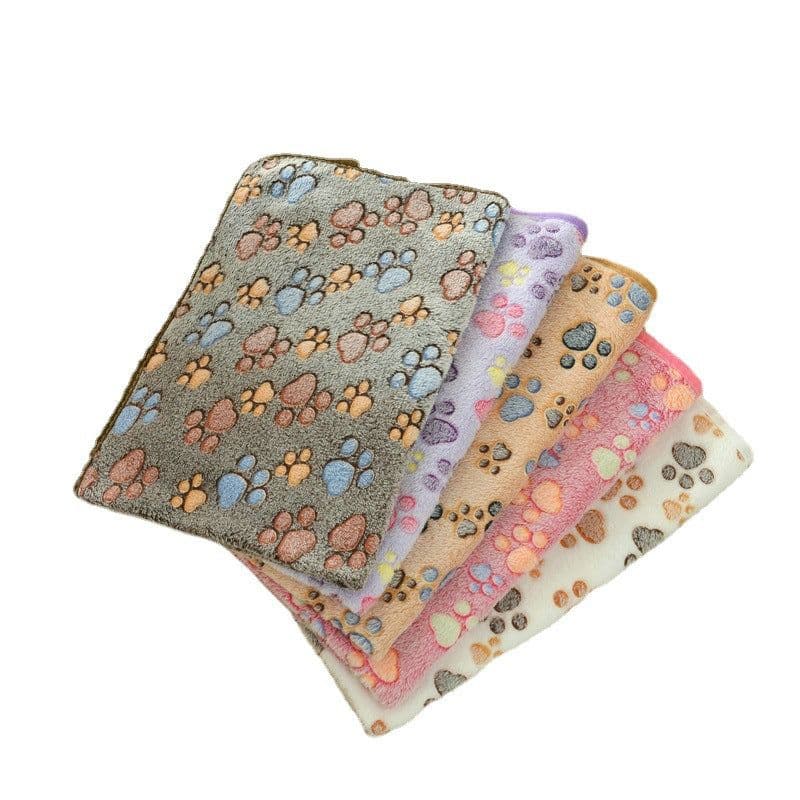 image-Junzhe Pets Dog Seat Cushion 25x25cm Flannel Paw Print