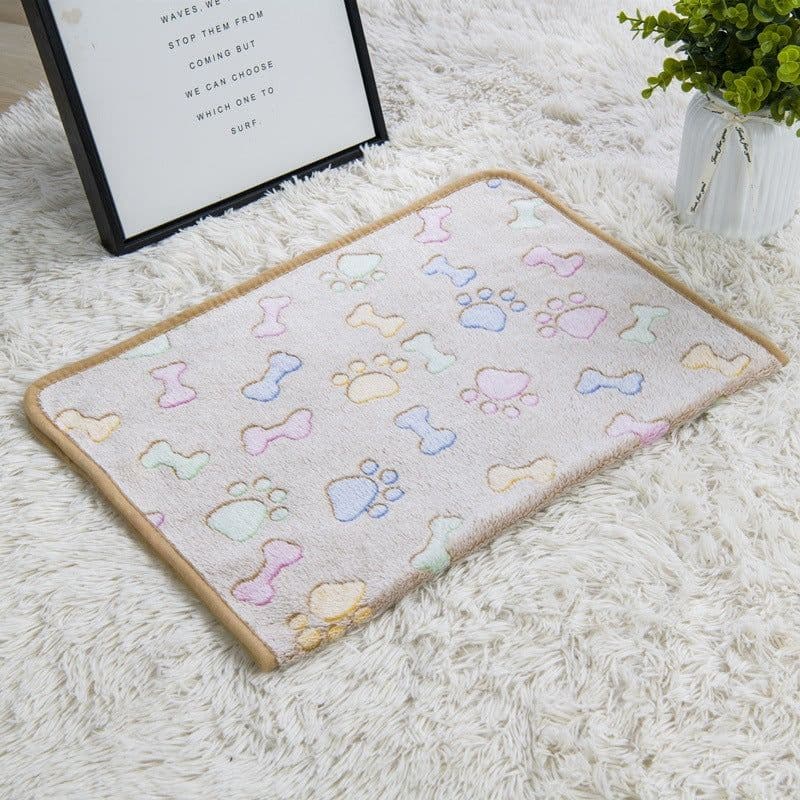 image-Junzhe Pets Dog Seat Cushion 25x25cm Flannel Paw Print