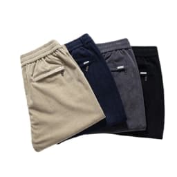 image-Corduroy Casual Pants Men Loose Elastic Waist Straight