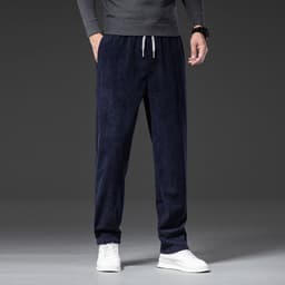 image-Corduroy Casual Pants Men Loose Elastic Waist Straight