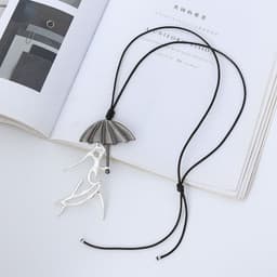 image-Long Chain Sweater Necklace Two-Color Retro Pendant